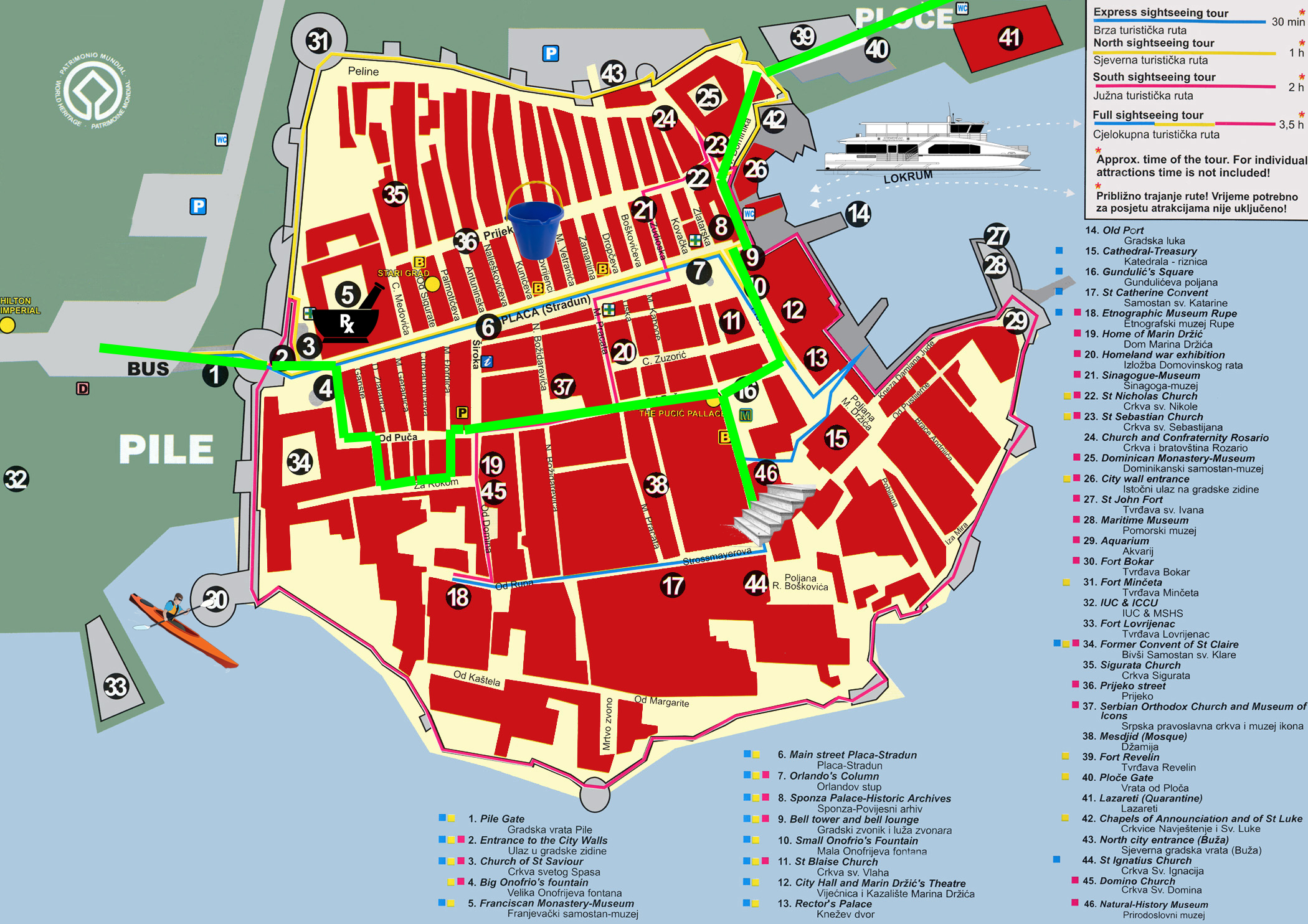 Carte de la Ville Close de Dubrovnik